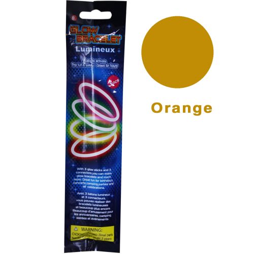 Неоновый браслет-светяшка (3 шт), оранжевый фото