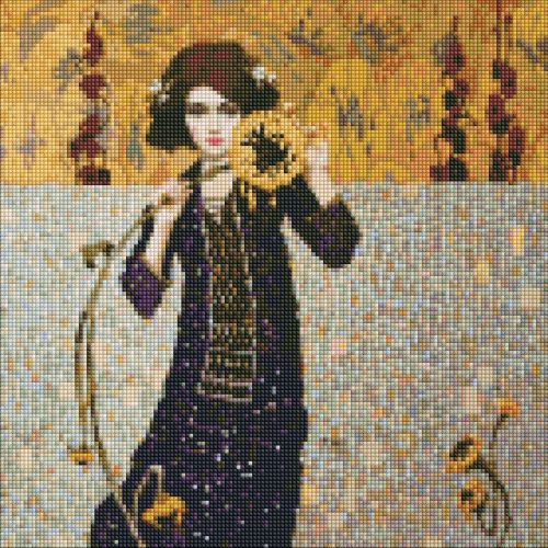 Алмазна мозаїка "Дівчина з соняшником" фото