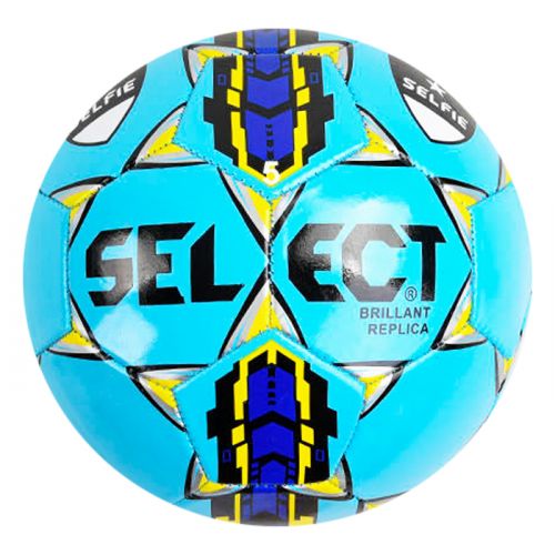 Мяч футбольный №5, голубой фото