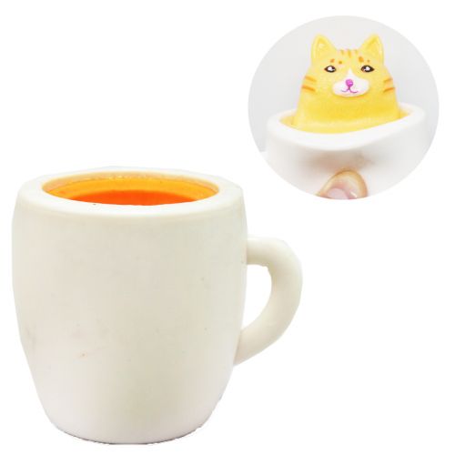 Игрушка антистресс "Кошка в чашке" белая фото