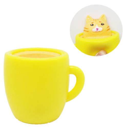 Іграшка антистрес "Кішка в чашці" жовта фото
