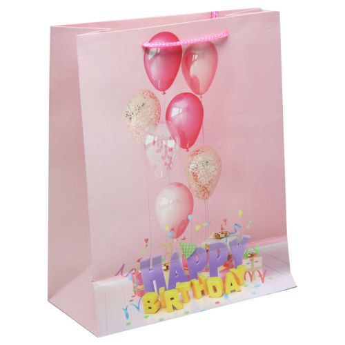 Пакет паперовий "Нарру Birthday", рожевий фото