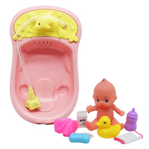 Ігровий набір з пупсом "Ванні процедури", рожевий фото