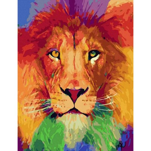 Картина по номерам "Радужный лев" фото