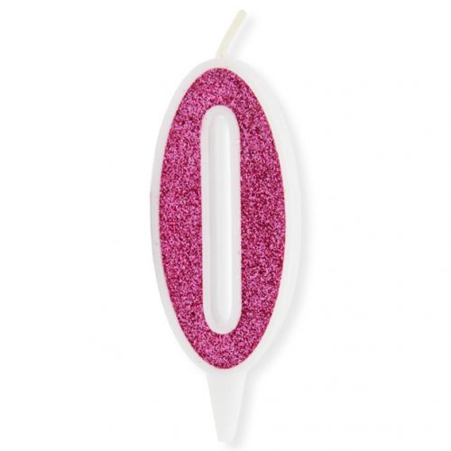 Декоративна свічка "Цифра 0", рожева фото