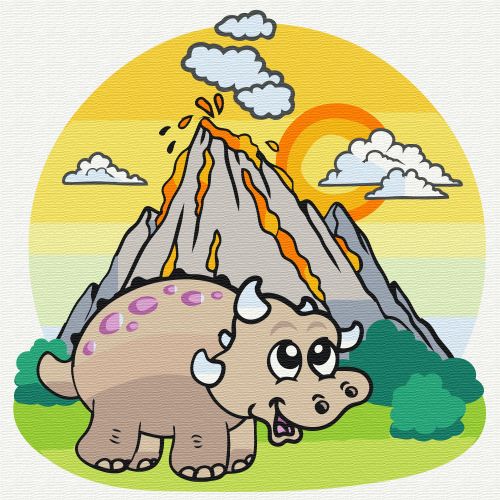 Картина за номерами "Динозаврик біля вулкану" ★ фото