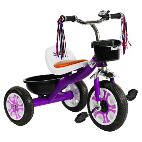 Велосипед 3-х колісний LM-5105 "Best Trike" (1) ФІОЛЕТОВИЙ, піно колесо, метал.  рама, дзвіночок, 2 кошики, переднє d=26см, заднє d=20см, в коробці фото