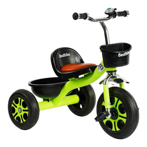 Велосипед 3-х колісний LM-6402 "Best Trike" (1) САЛАТОВИЙ, піно колесо, металева рама, дзвіночок, 2 кошики, переднє d = 26 см, заднє d = 20 см, в коробці фото