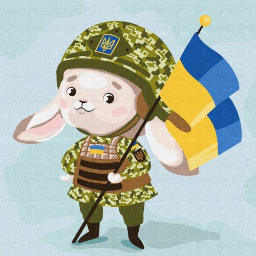 Картина за номерами "Зайчик-захисник" ★★  мініатюра фото 1
