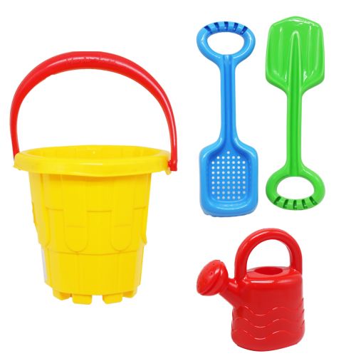 Пісочний набір пластиковий, жовтий (4 елем)  мініатюра фото 1