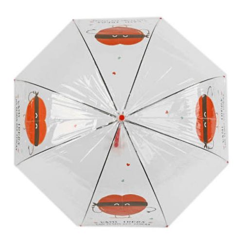 Зонт-трость прозрачный, красный (d=83 см) фото