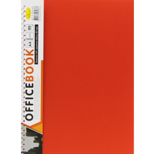 Блокнот "Office Book" A4, 80 арк. , пластик, пружина збоку помаранчевий фото