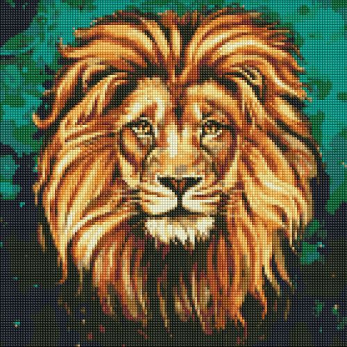 Алмазна мозаїка "Розкішний лев", 40х40 см фото