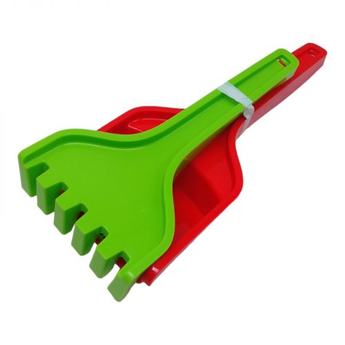 Песочный набор "Лопатка и грабли" (красный + зеленый) фото