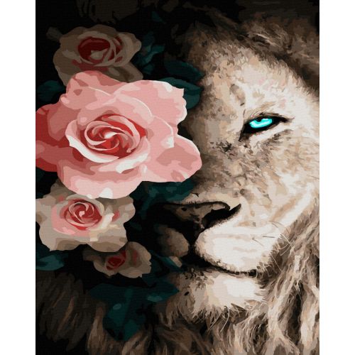 Картина за номерами "Лев і троянда" ★★★★ фото