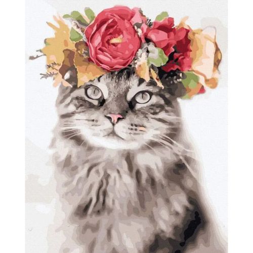Картина за номерами "Кішка з віночком" 40х50 см фото