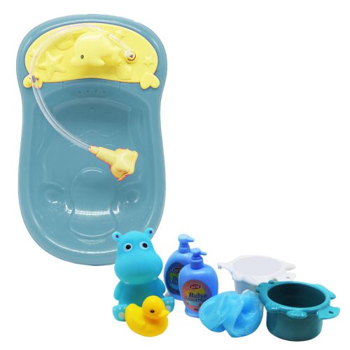 Игровой набор "Бегемотик в ванне", голубой фото