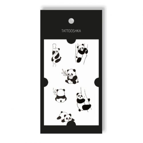 Временные тату "Мини панды" (8 х 12 см) фото