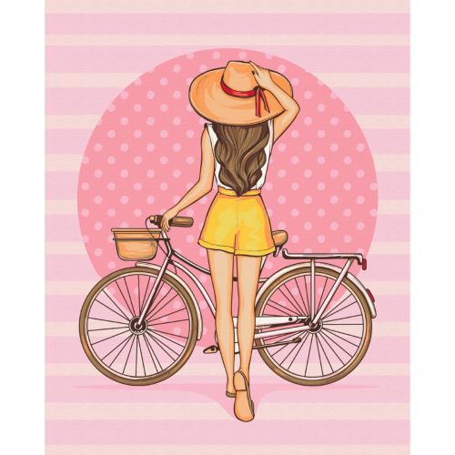 Картина за номерами "Дівчина з велосипедом" ★★★ фото