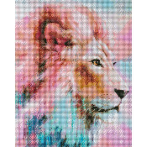 Алмазна мозаїка "Рожевий лев" 40х50см фото