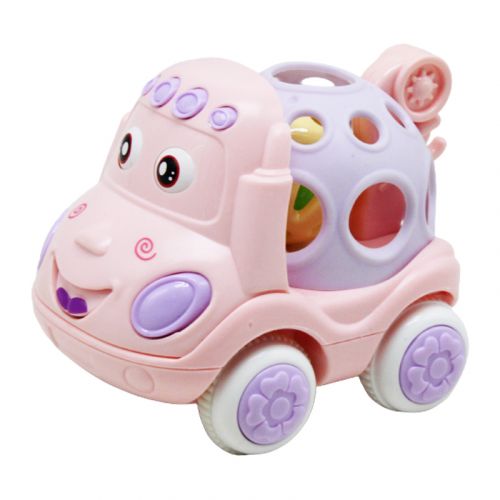Машинка-погремушка, инерционная (розовая) фото