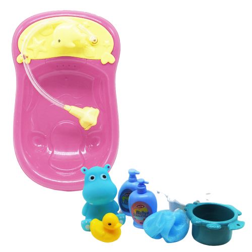 Игровой набор "Бегемотик в ванне", розовый фото