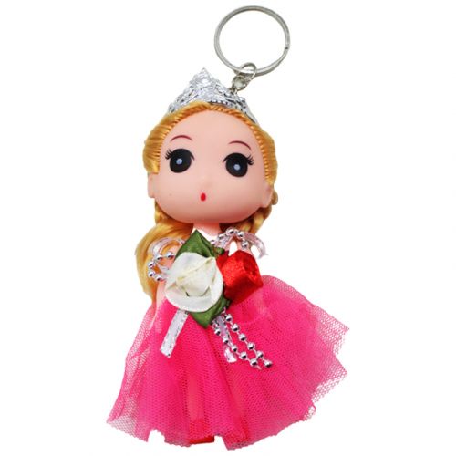 Лялька-брелок "Принцеса", малинова (11 см) фото