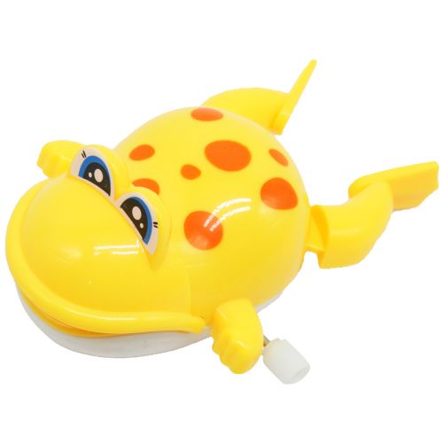 Заводна іграшка "Весела жабка", жовта фото