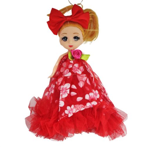 Кукла-брелок с бантом "Роза", красная фото