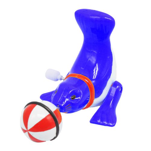 Заводная игрушка "Тюлень с мячиком", синяя фото