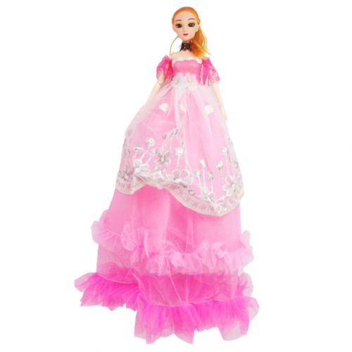 Кукла в длинном платье с вышивкой, малиновый фото