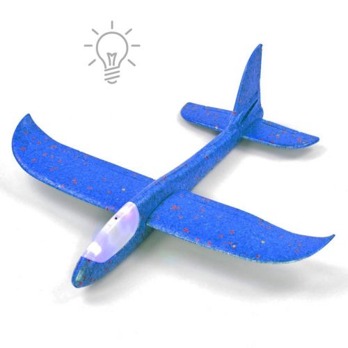 Пінопластовий планер-літачок, 48 см, зі світлом, синій фото