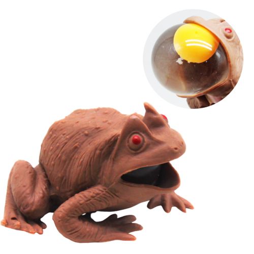 Игрушка-антистресс "Жабка с яйцом", коричневая фото