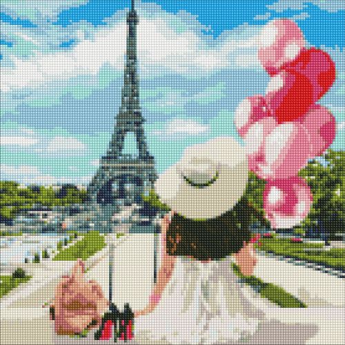 Алмазна мозаїка "Вулицями Парижа" 40х40см фото