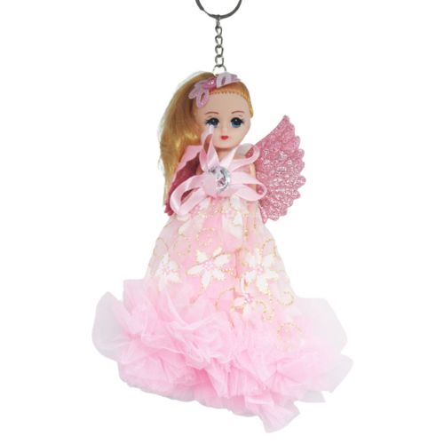 Лялька-брелок з крилами "Янгол", рожевий фото