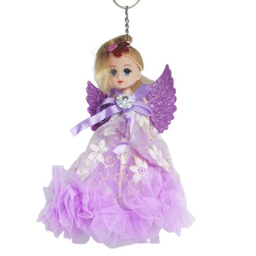 Лялька-брелок з крилами "Янгол", бузковий фото