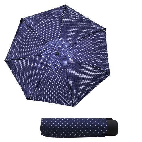 Уценка. Зонтик складной "Горошек", синий  - туго открывается, ручка болтается фото