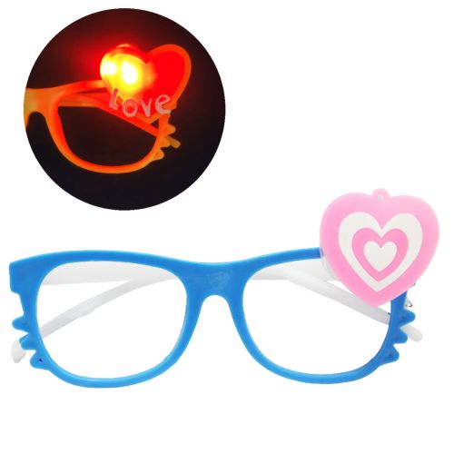 Сяючі окуляри без лінз "Сердечко", сині фото