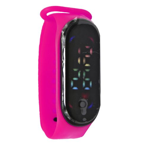Електронний годинник з кольоровим дисплеєм, малиновий фото