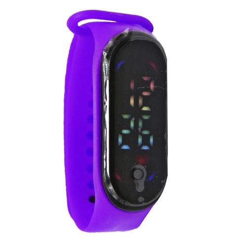Електронний годинник з кольоровим дисплеєм, фіолетовий фото
