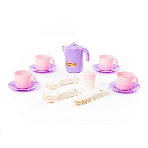 Уценка.  Набор детской посудки "Анюта" (фиолетовый) - нехватает двух тарелок и солянки фото