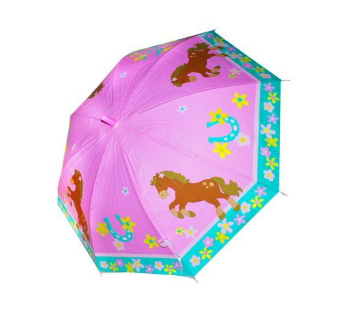 Уценка.  Зонтик "Лошадки" (розовый) - небольшая дырка фото