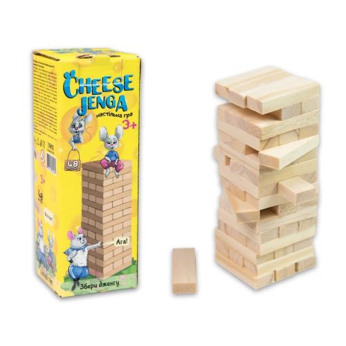 Настільна гра "Cheese Jenga" 48 брусків, міні (укр) фото
