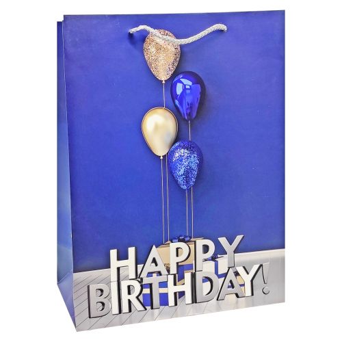 Пакет бумажный "Нарру Birthday", синій фото