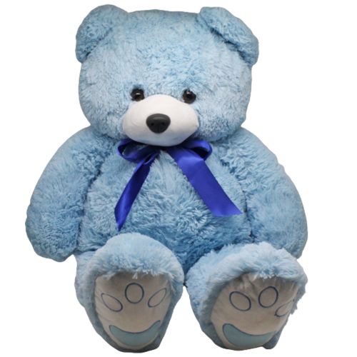 Великий плюшевий ведмедик "Бонік", блакитний , 110 см фото