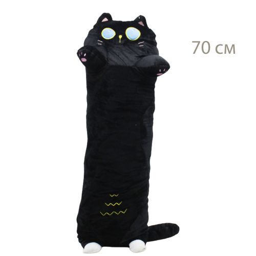 Мʼяка іграшка-обіймашка "Кіт Батон", чорний, 70 см фото