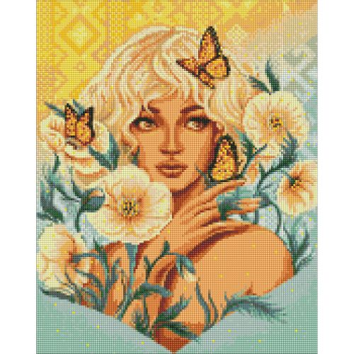 Алмазна мозаїка "Дівчина з метеликами" 40х50см фото
