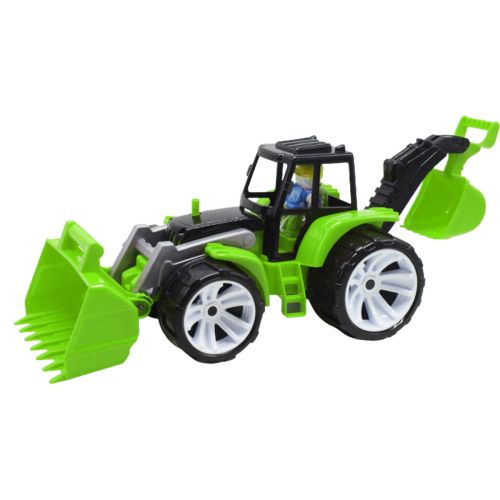 Трактор пластиковий, з двома ковшами (зелений) фото