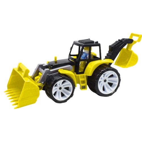 Трактор пластиковий, з двома ковшами (жовтий) фото