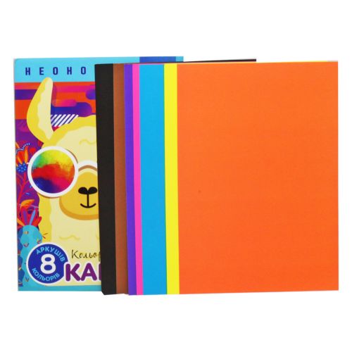 Набір кольорового картону "Неоновий" (8 аркушів) фото